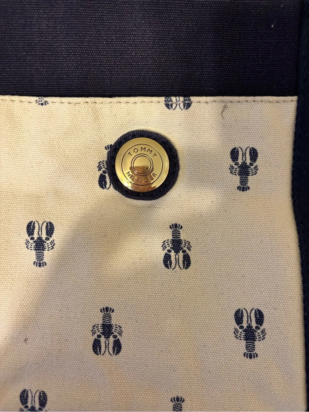 Tommy Hilfiger Navy Canvas Lobster Print Tote Bag Coastal Beach Shopper